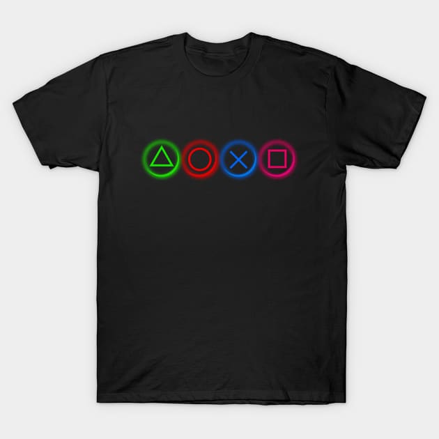 Controller Buttons Neon T-Shirt by edmproject